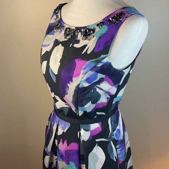 Eliza J Multicolored A-Line Dress with Sequined Neckline (Size: 4) - Picture 10 of 16